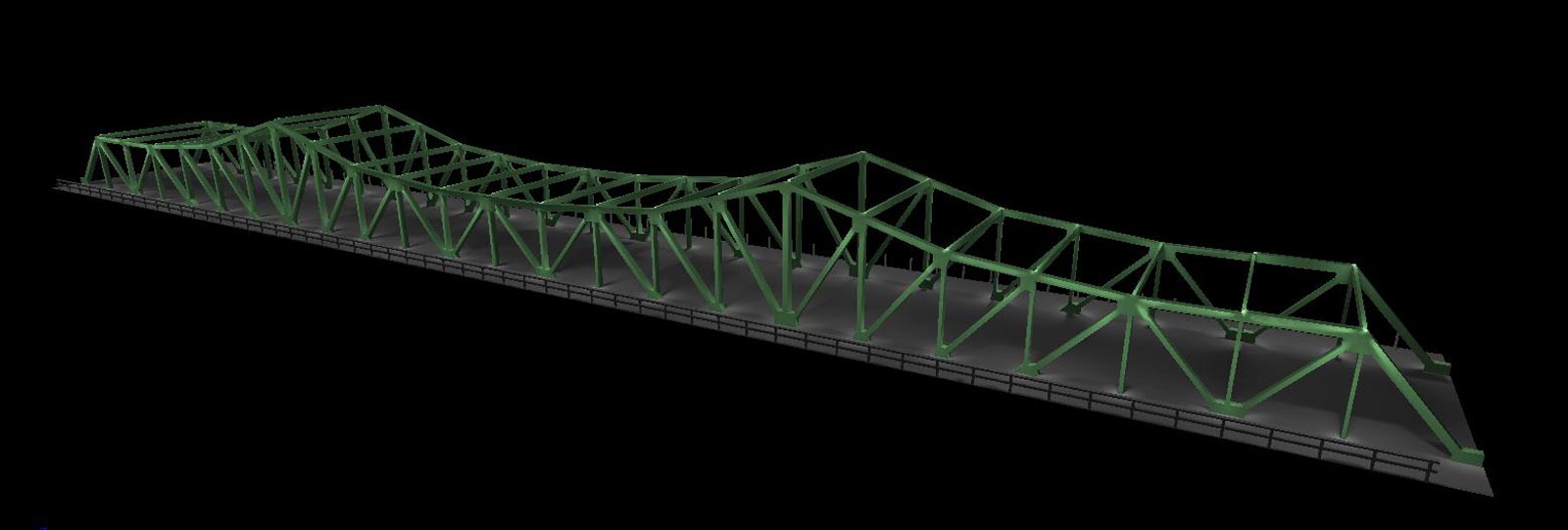Bridge Layout A 3D modeled lighting layout plan for a bridge